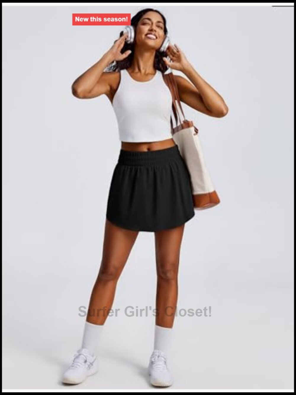 High Waisted Tennis Skort with 2 Pockets Curved Hem Athletic Skirt - Picture 6 of 7